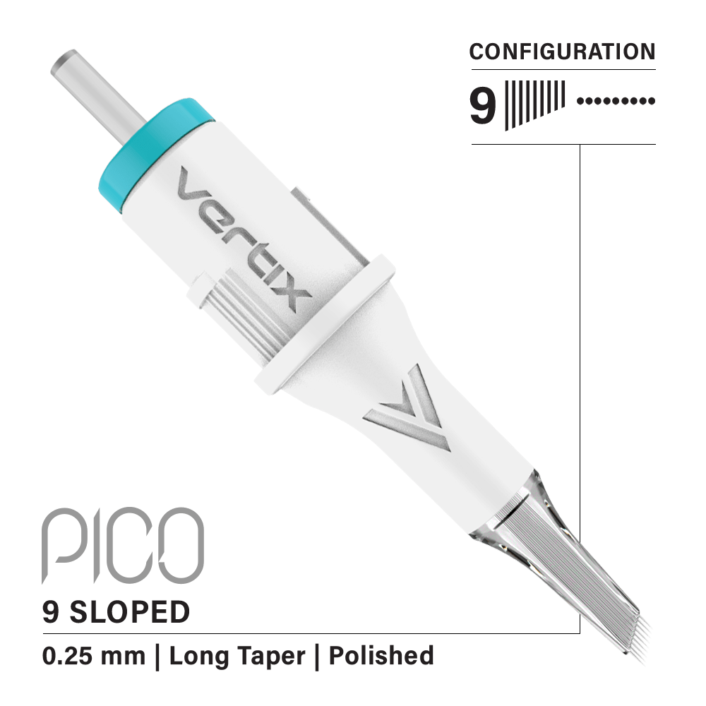 Vertix Pico 9 Round Liner Sloped PMU cartridge single needle